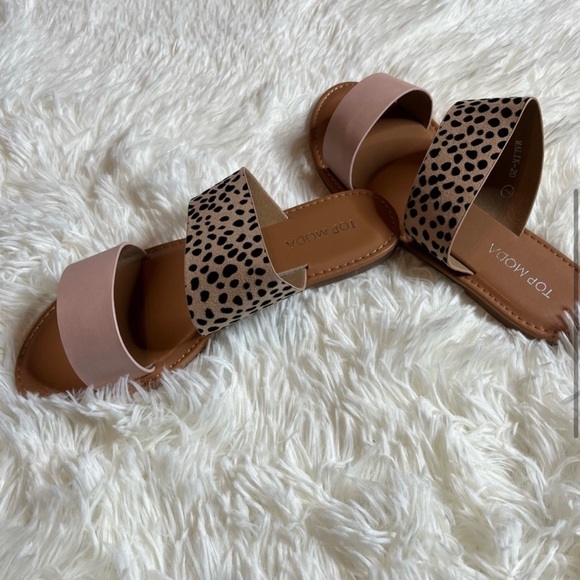 Top Moda Cheetah Print Slides Pink Tan Size 6, 6.5, 7, 8, 8.5, 9 - Picture 5 of 8